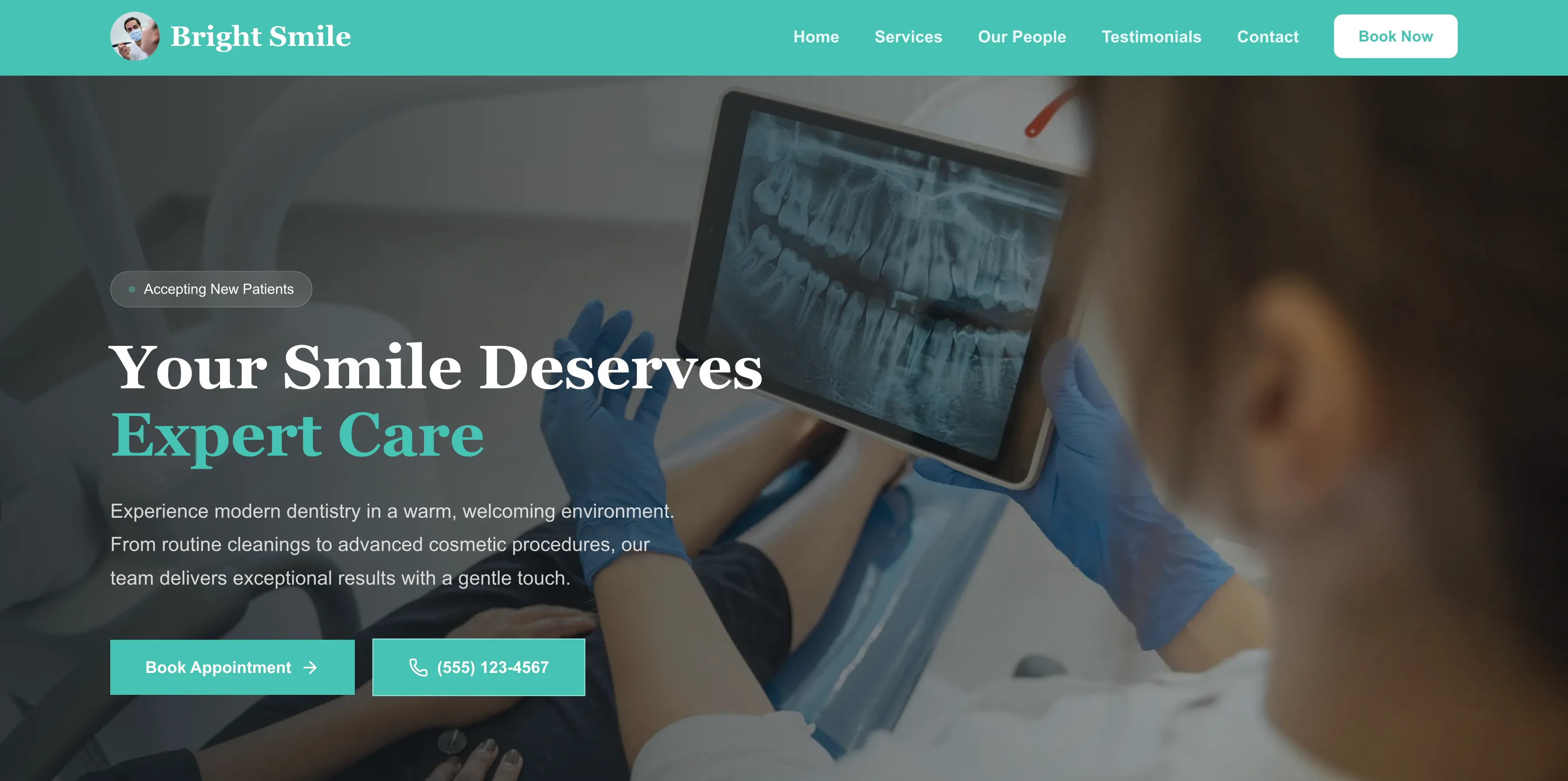 Bright Smile - Professional dental website template design for dentists