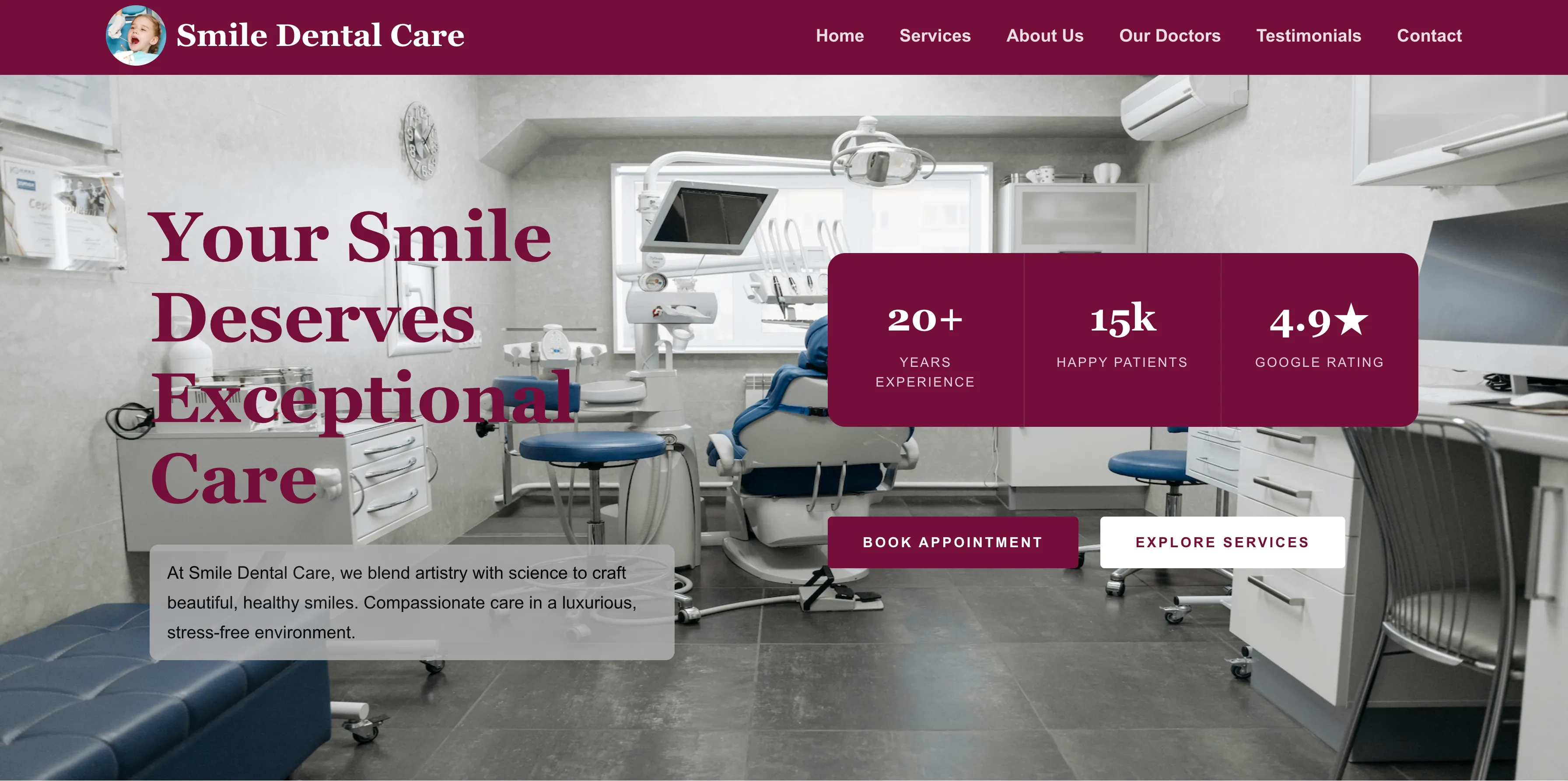 Dental Care - Professional dental website template design for dentists