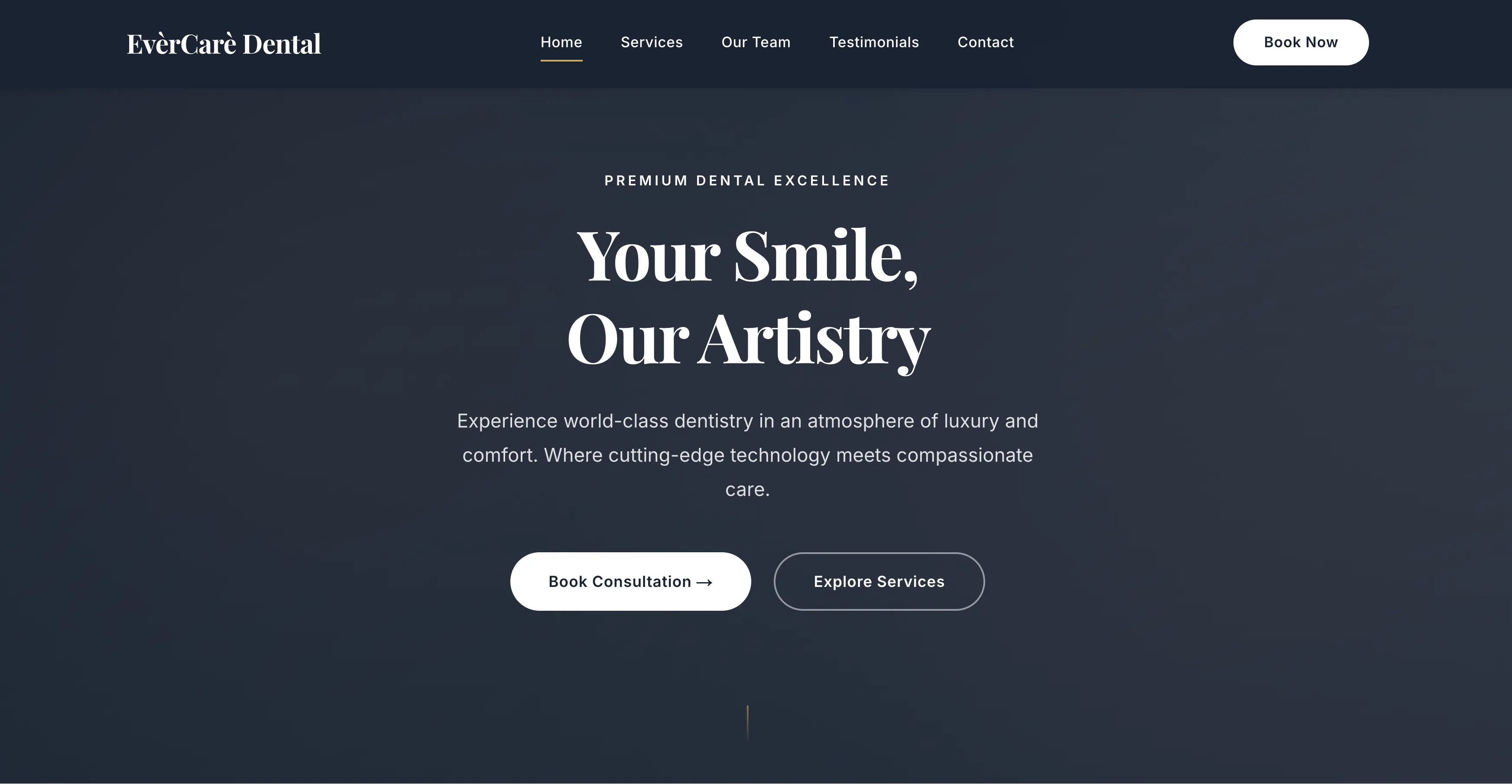 Evercare - Professional dental website template design for dentists
